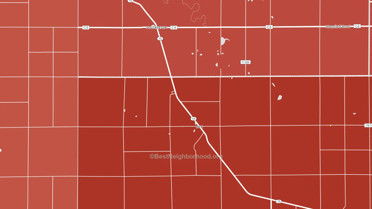 Rice, OH block-group political-lean map