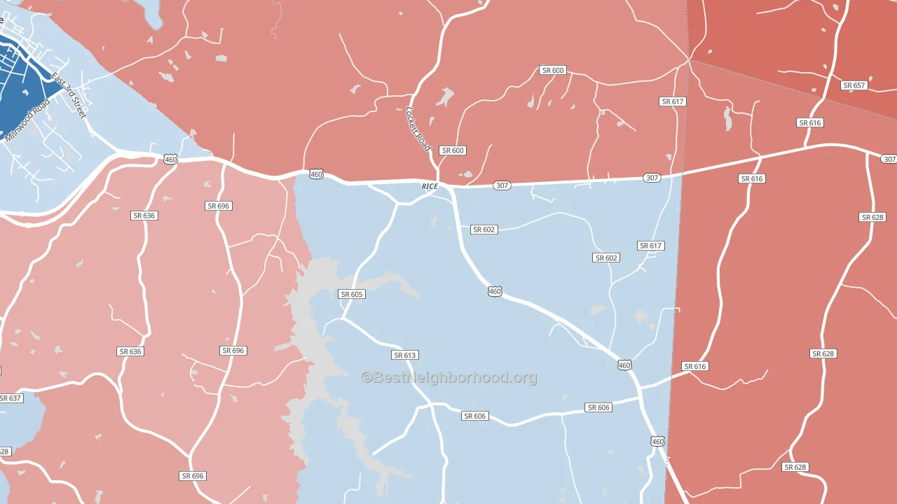 Rice, VA block-group political-lean map