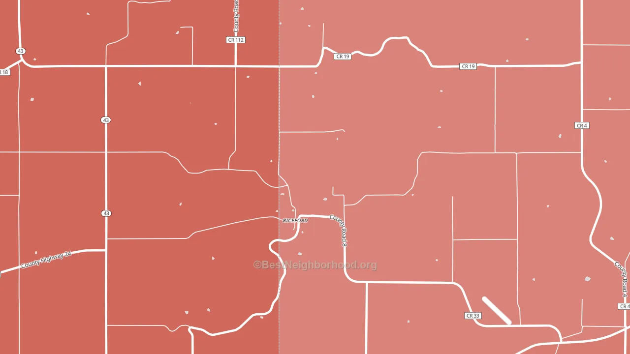 Riceford, MN block-group political-lean map