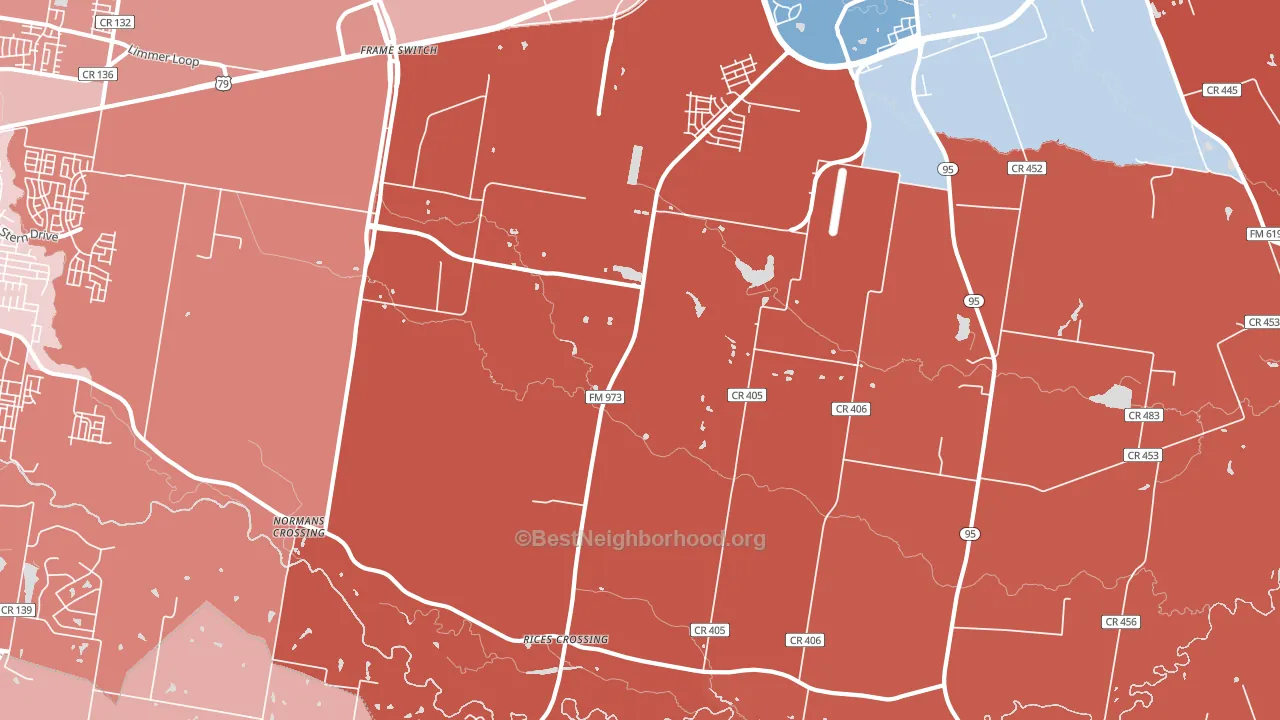 Rices Crossing, TX block-group political-lean map