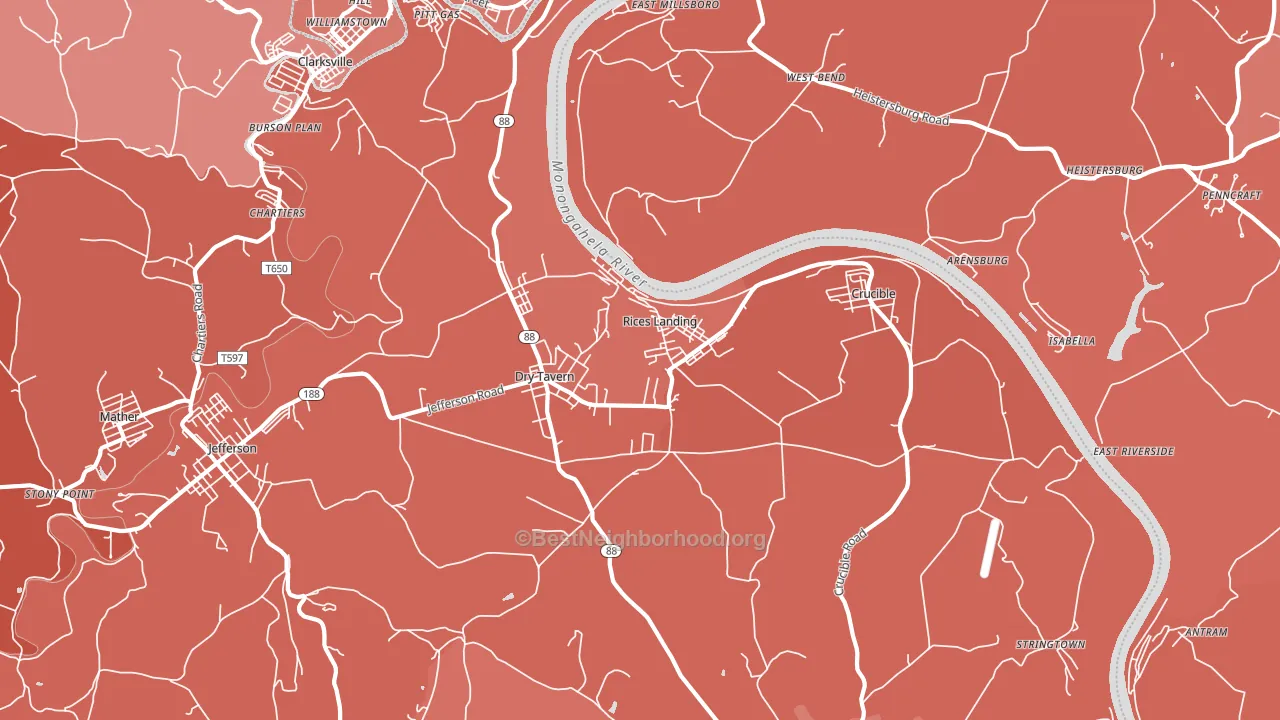 Rices Landing, PA block-group political-lean map
