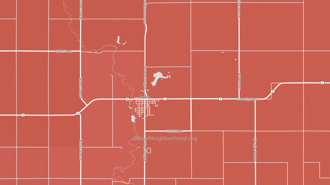 Riceville, IA block-group political-lean map