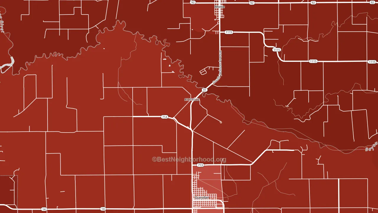 Riceville, LA block-group political-lean map