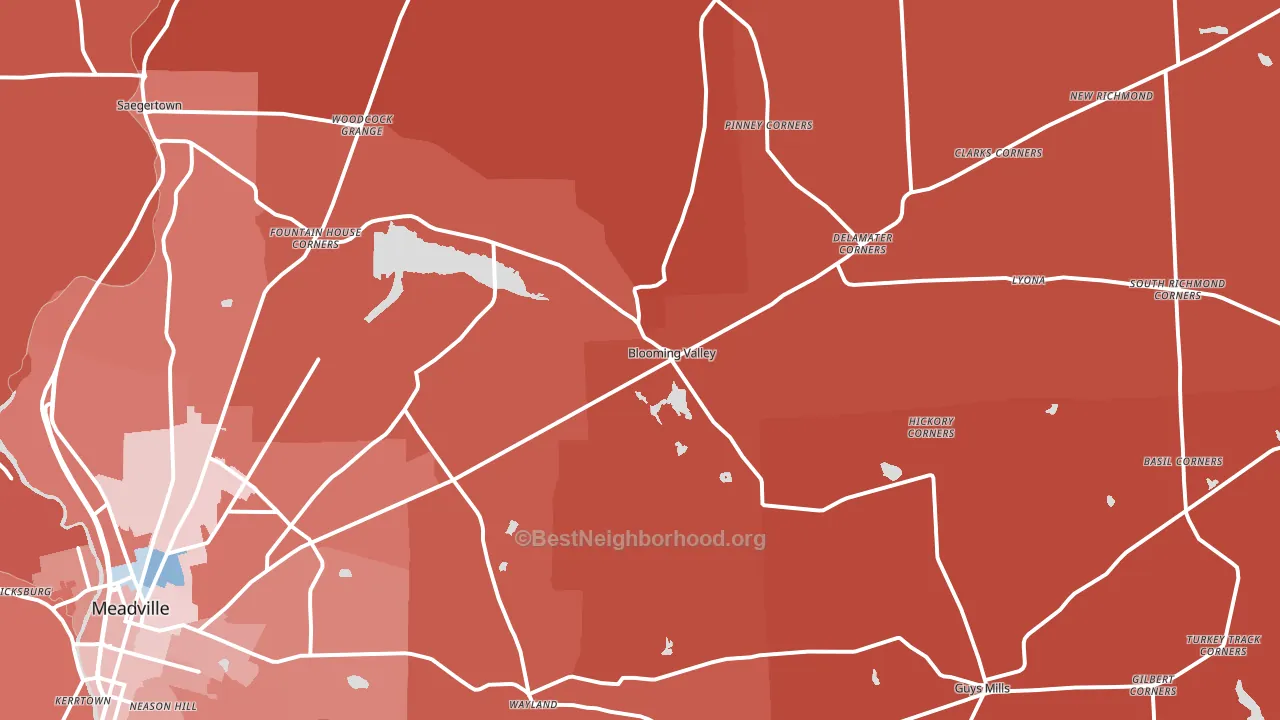 Riceville, PA block-group political-lean map