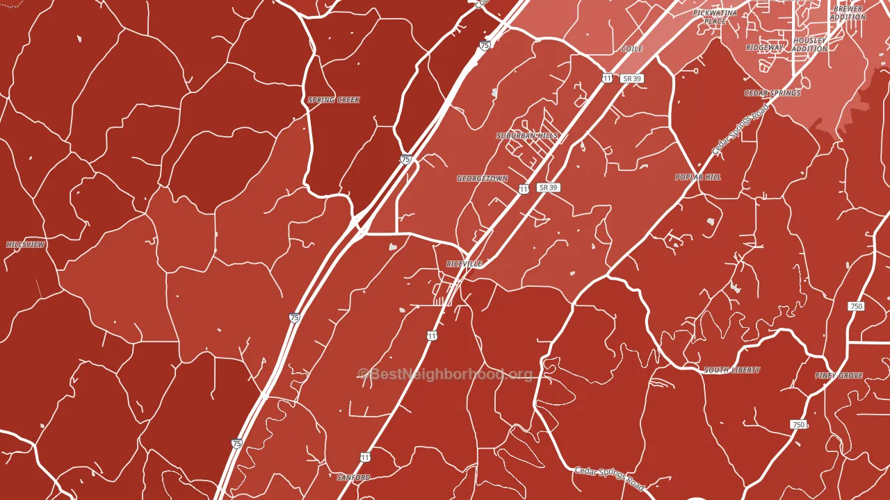 Riceville, TN block-group political-lean map