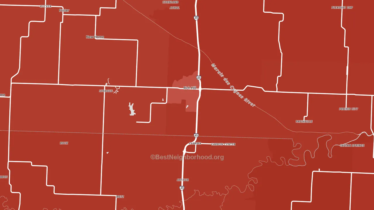 Rich Hill, MO block-group political-lean map
