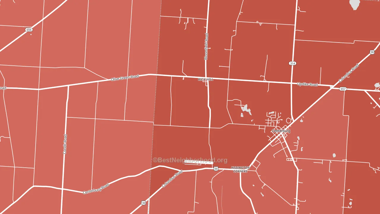 Rich Hill, OH block-group political-lean map
