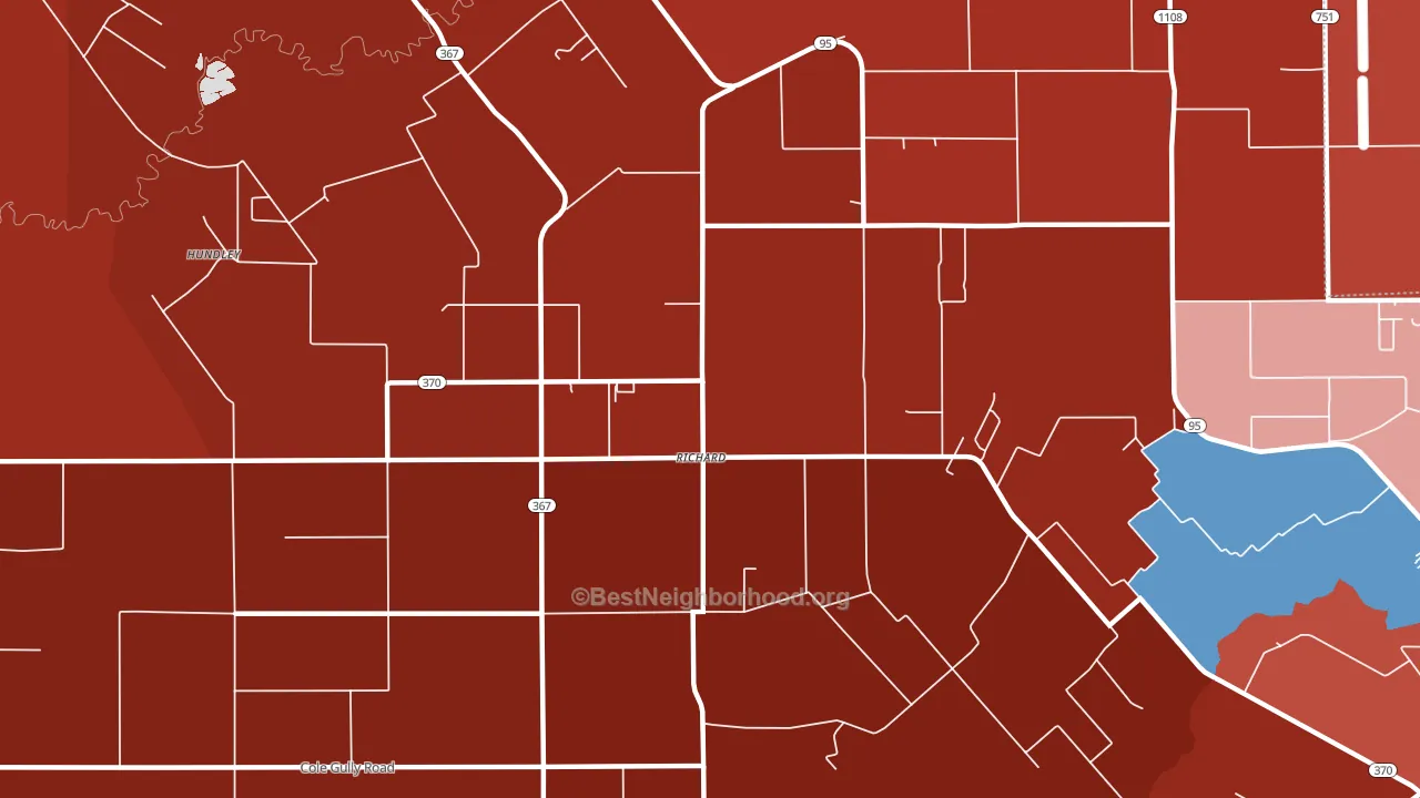Richard, LA block-group political-lean map