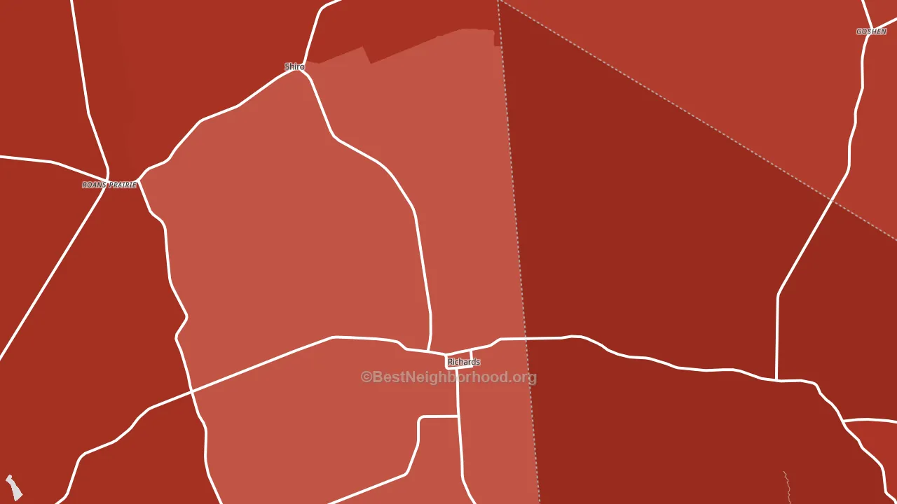 Richards, TX block-group political-lean map