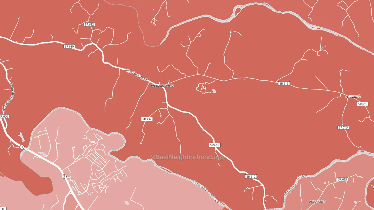 Richardsville, VA block-group political-lean map
