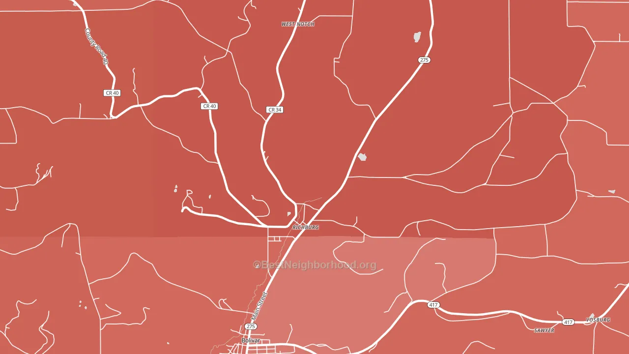 Richburg, NY block-group political-lean map