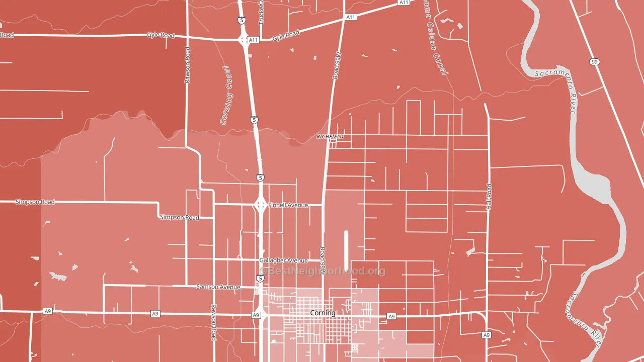 Richfield, CA block-group political-lean map