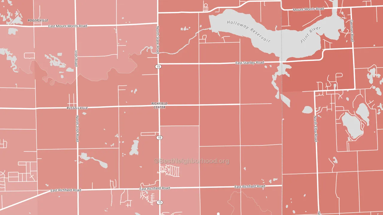 Richfield Center, MI block-group political-lean map