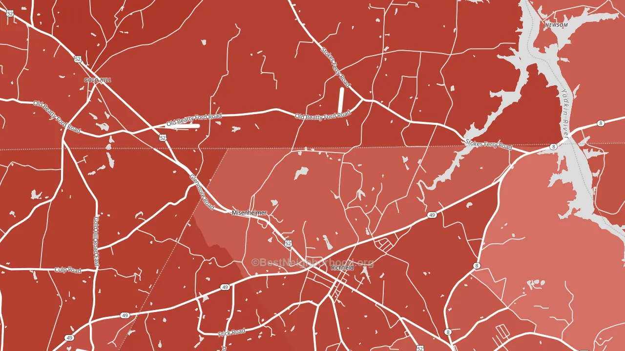Richfield, NC block-group political-lean map