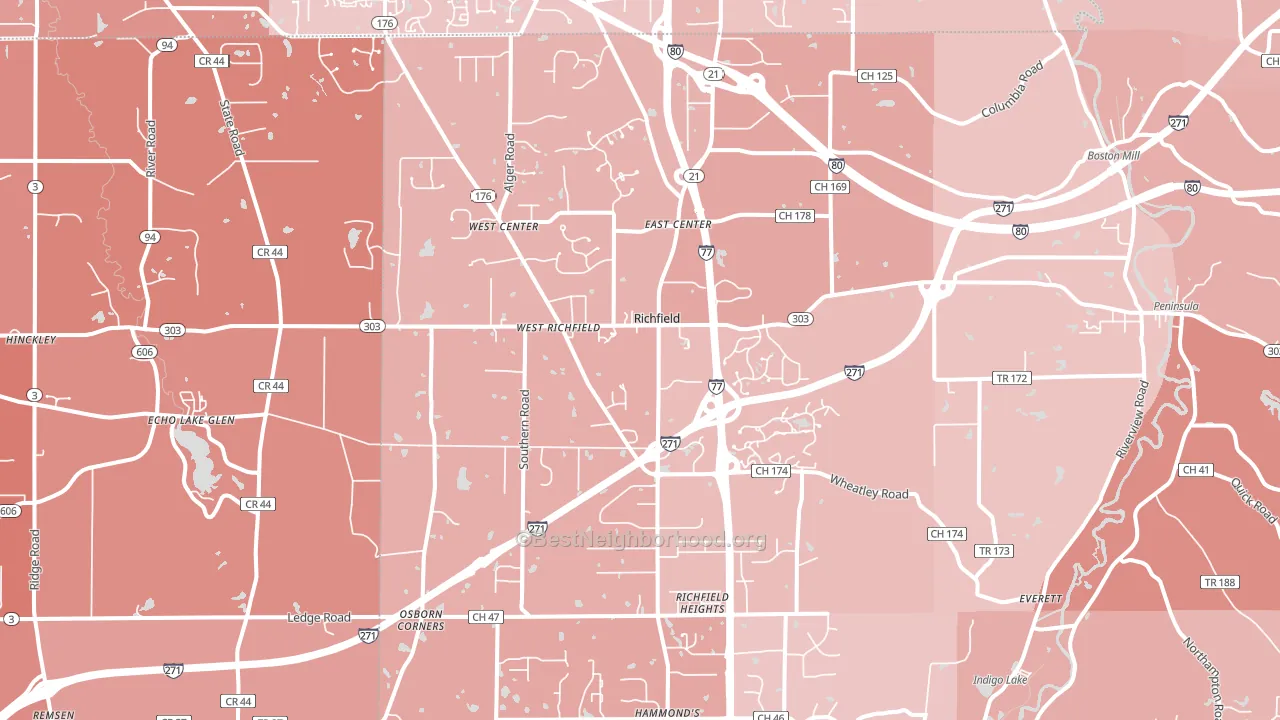 Richfield, OH block-group political-lean map