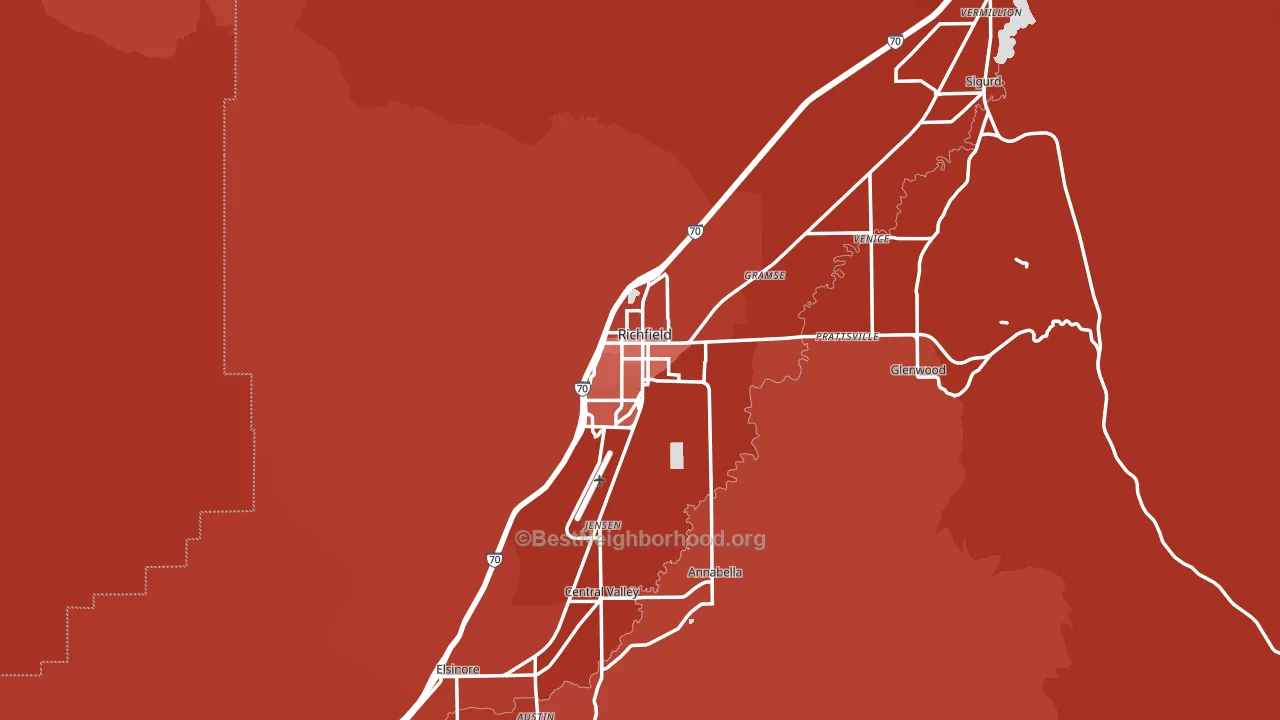 Richfield, UT block-group political-lean map