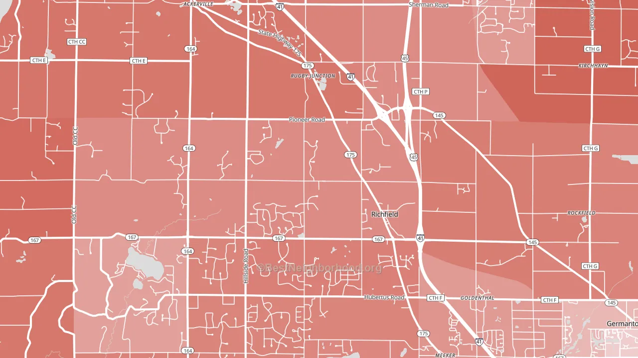 Richfield, WI block-group political-lean map