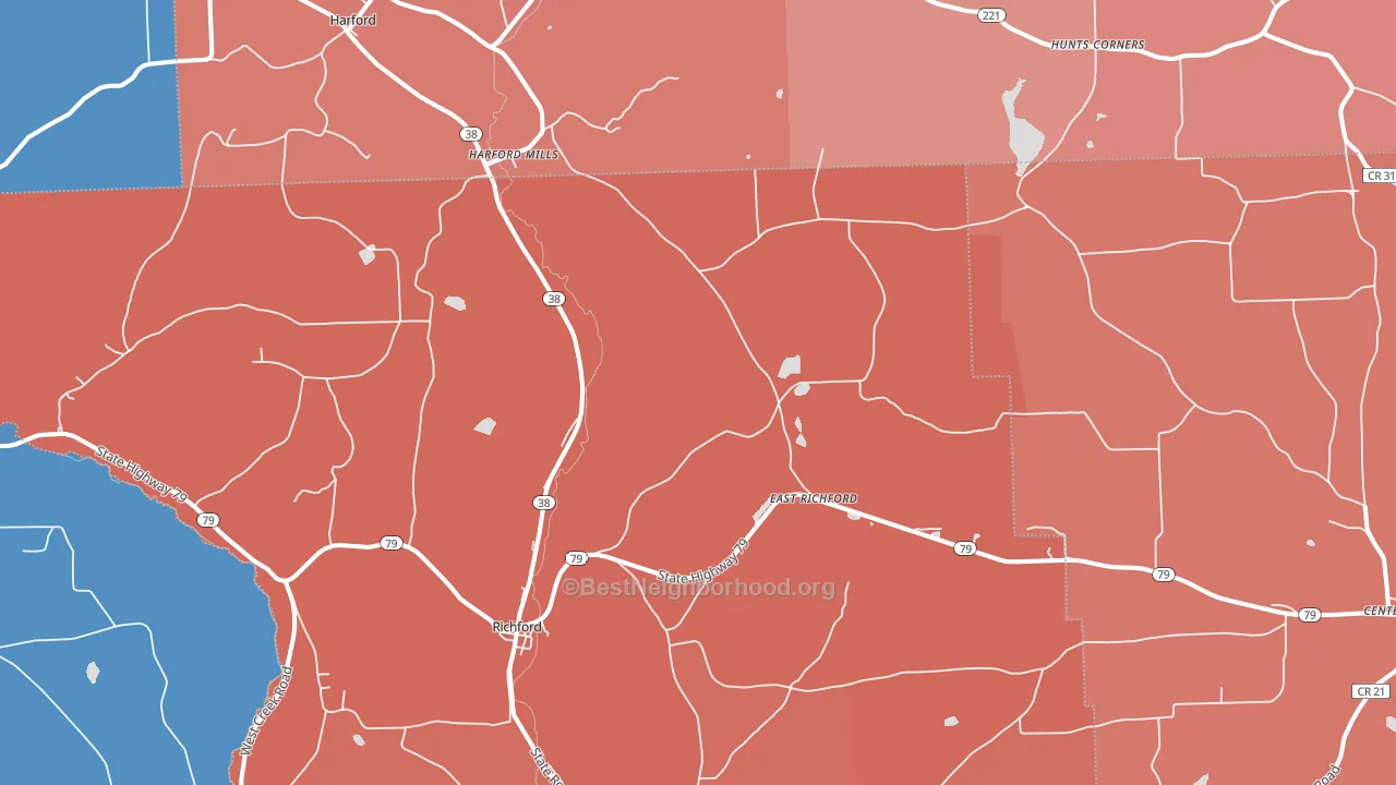 Richford, NY block-group political-lean map