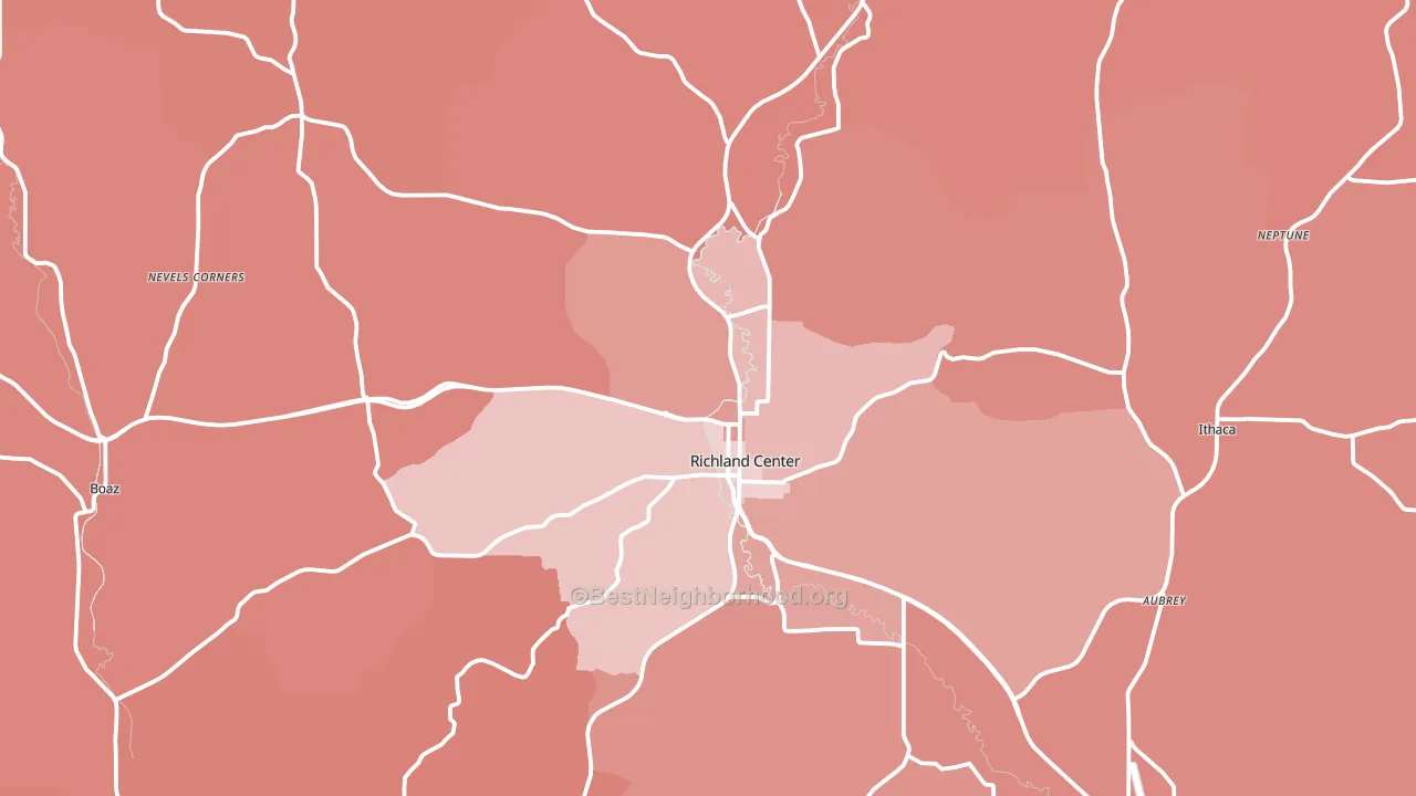Richland Center, WI block-group political-lean map