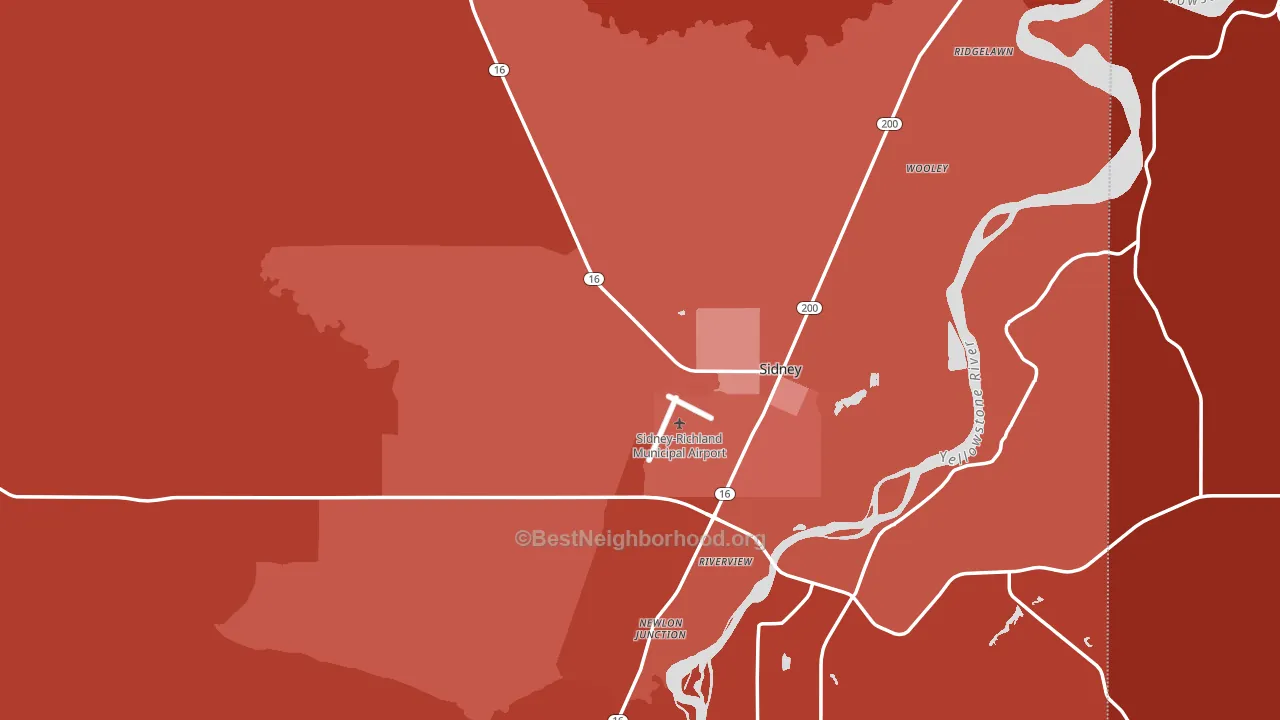Richland County, MT block-group political-lean map
