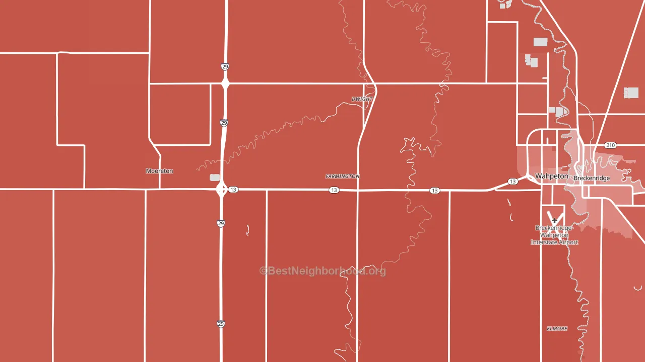 Richland County, ND block-group political-lean map