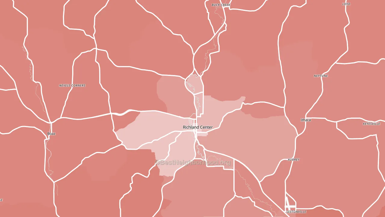 Richland County, WI block-group political-lean map