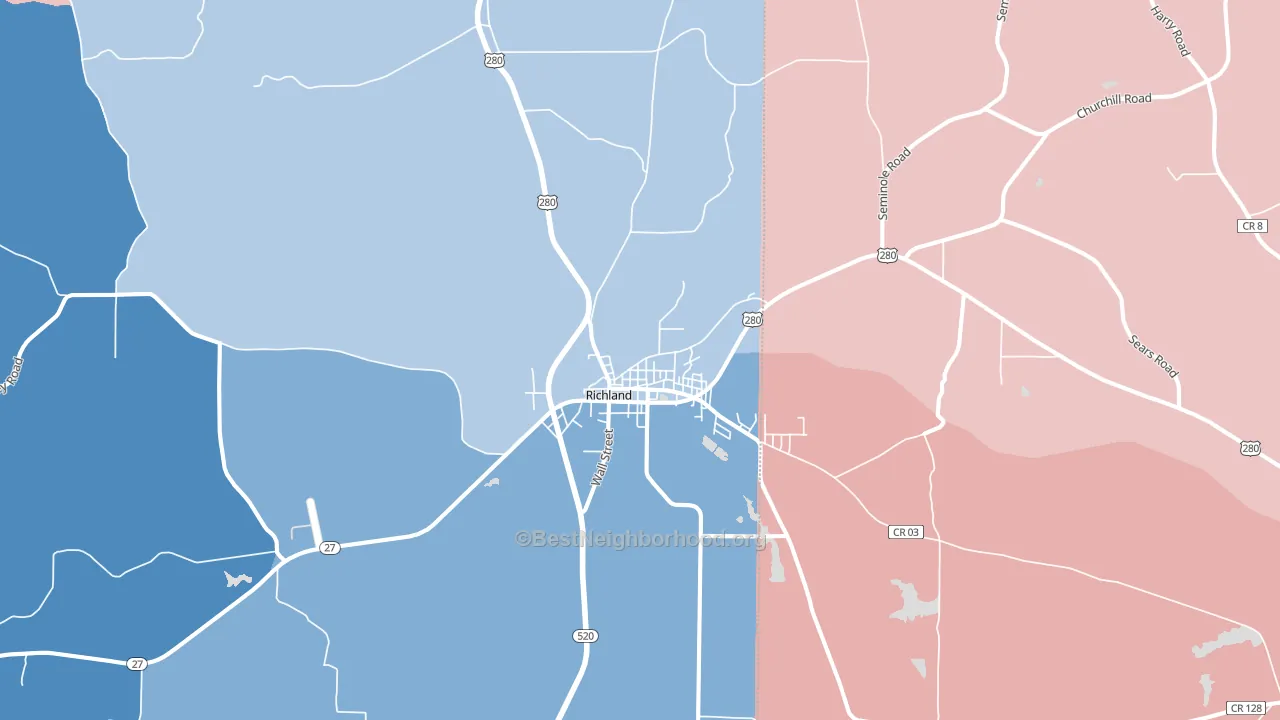 Richland, GA block-group political-lean map