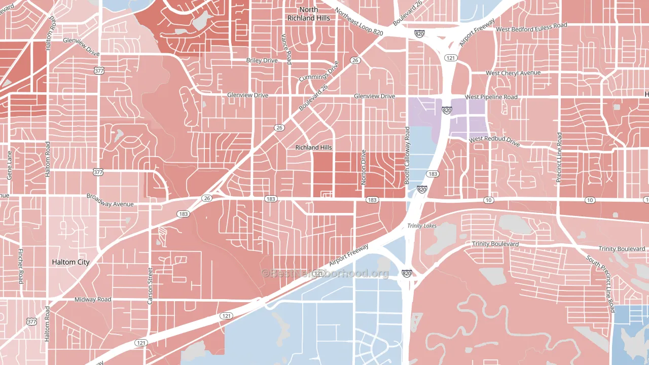 Richland Hills, TX block-group political-lean map