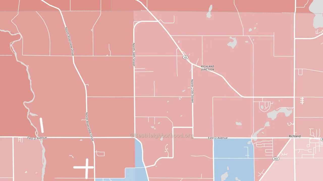 Richland Junction, MI block-group political-lean map