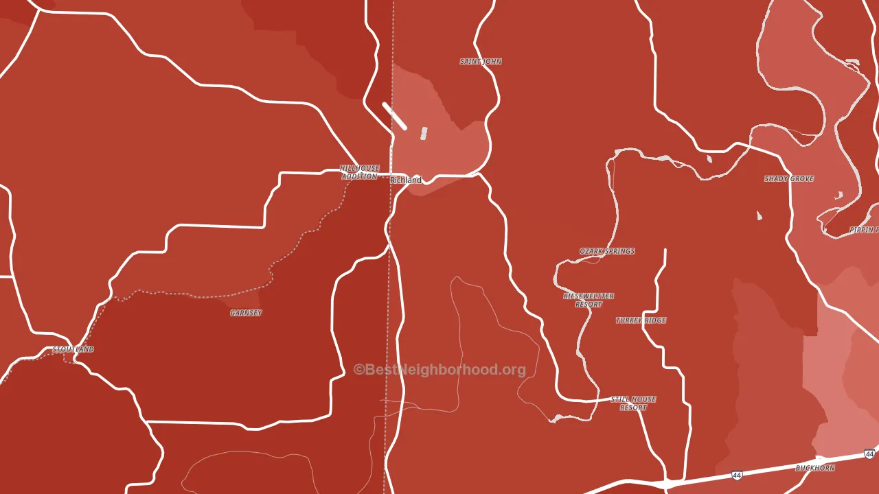 Richland, MO block-group political-lean map