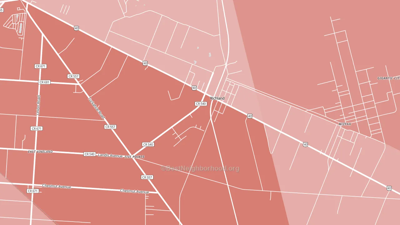 Richland, NJ block-group political-lean map
