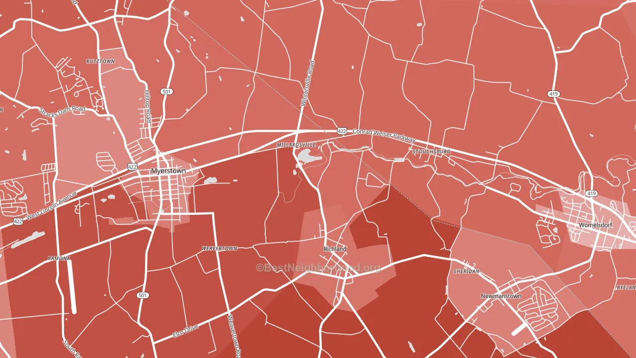 Richland, PA block-group political-lean map