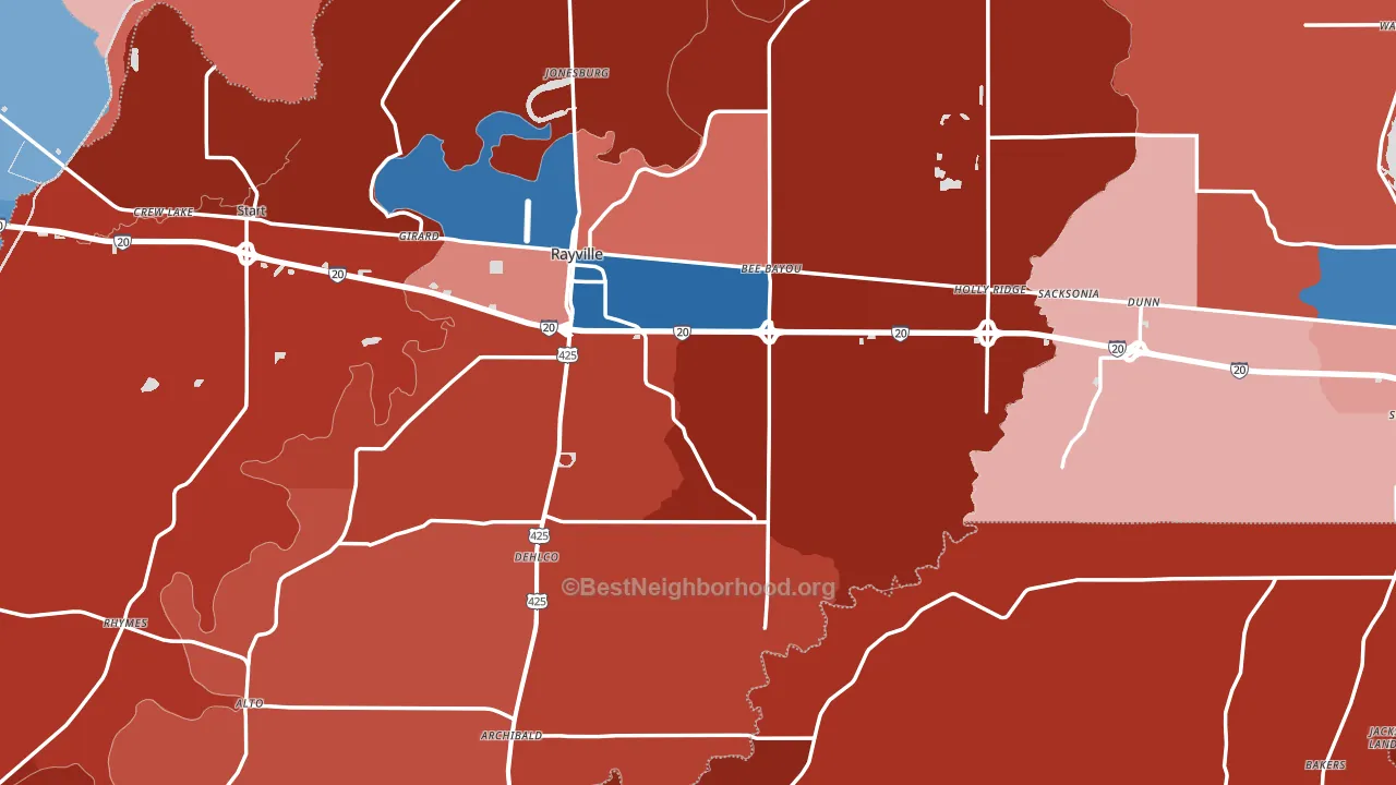 Richland Parish, LA block-group political-lean map