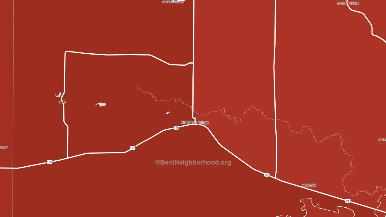Richland Springs, TX block-group political-lean map