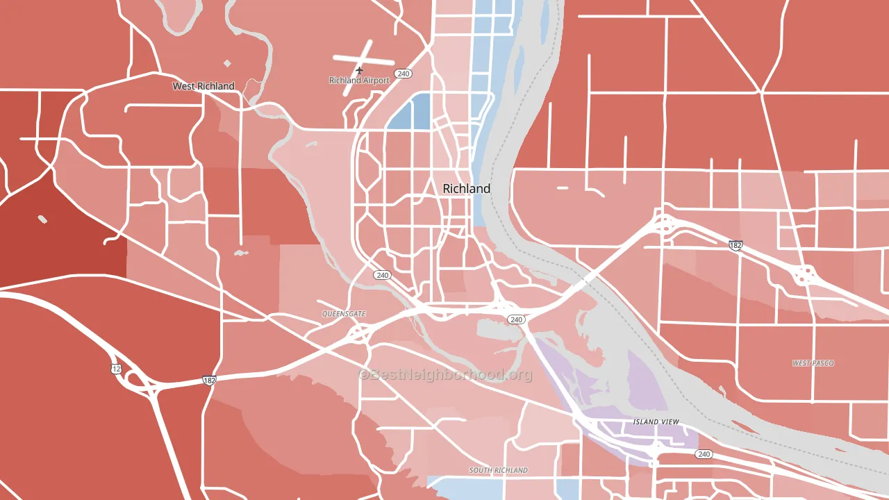 Richland, WA block-group political-lean map