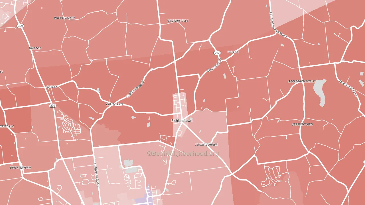 Richlandtown, PA block-group political-lean map