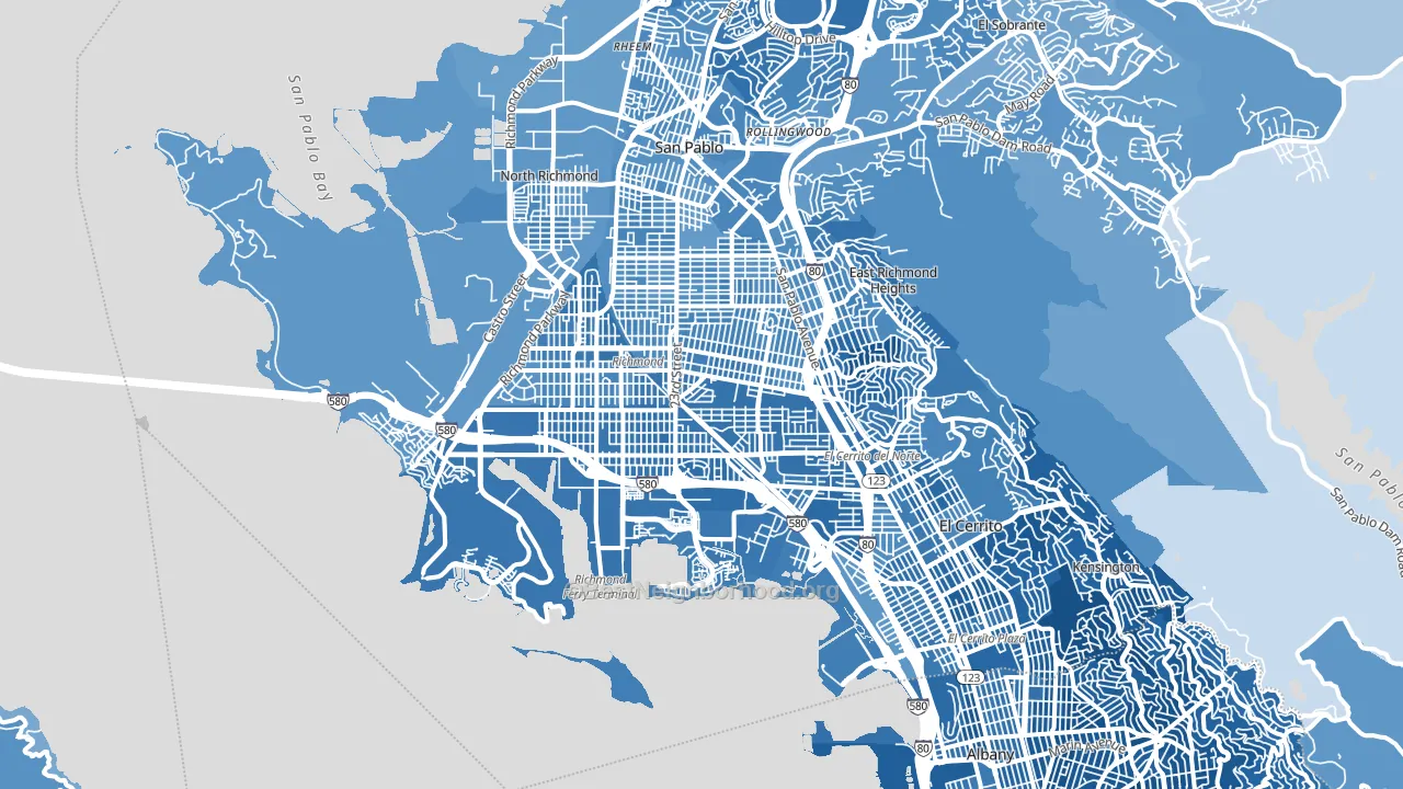Richmond, CA block-group political-lean map