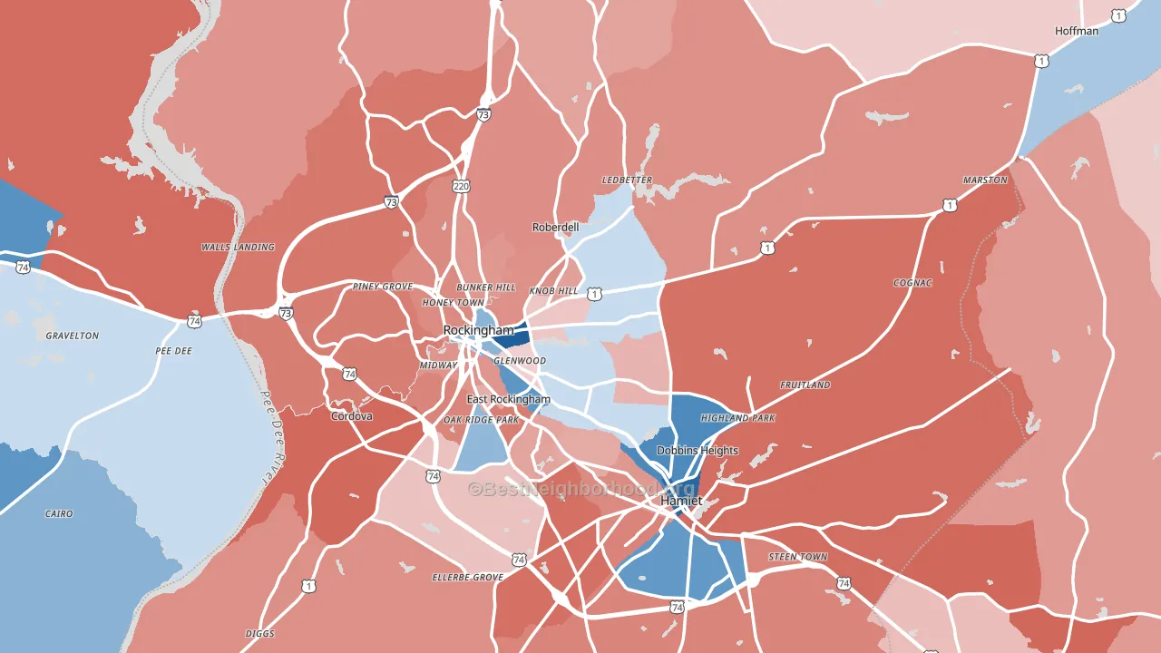 Richmond County, NC block-group political-lean map