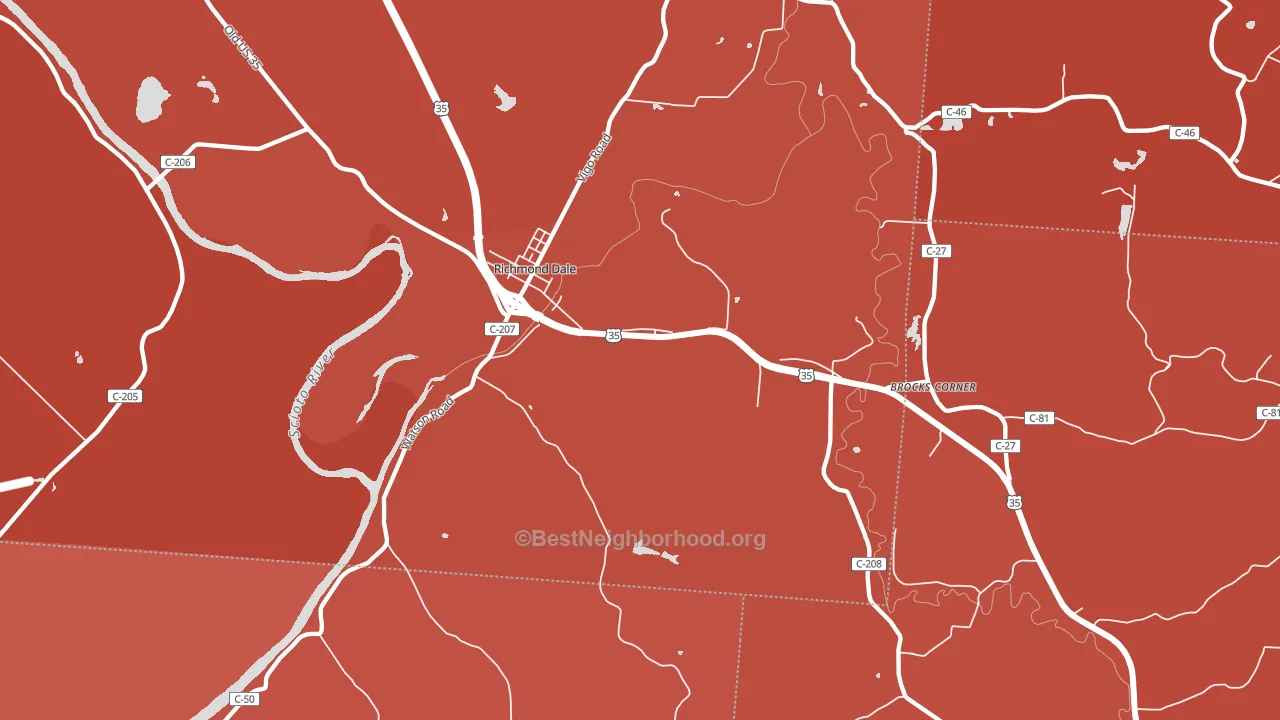 Richmond Dale, OH block-group political-lean map