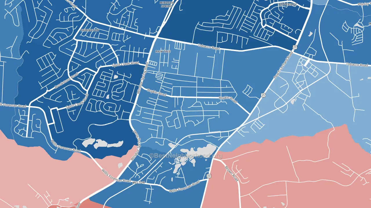 Richmond Factory, Augusta, GA block-group political-lean map