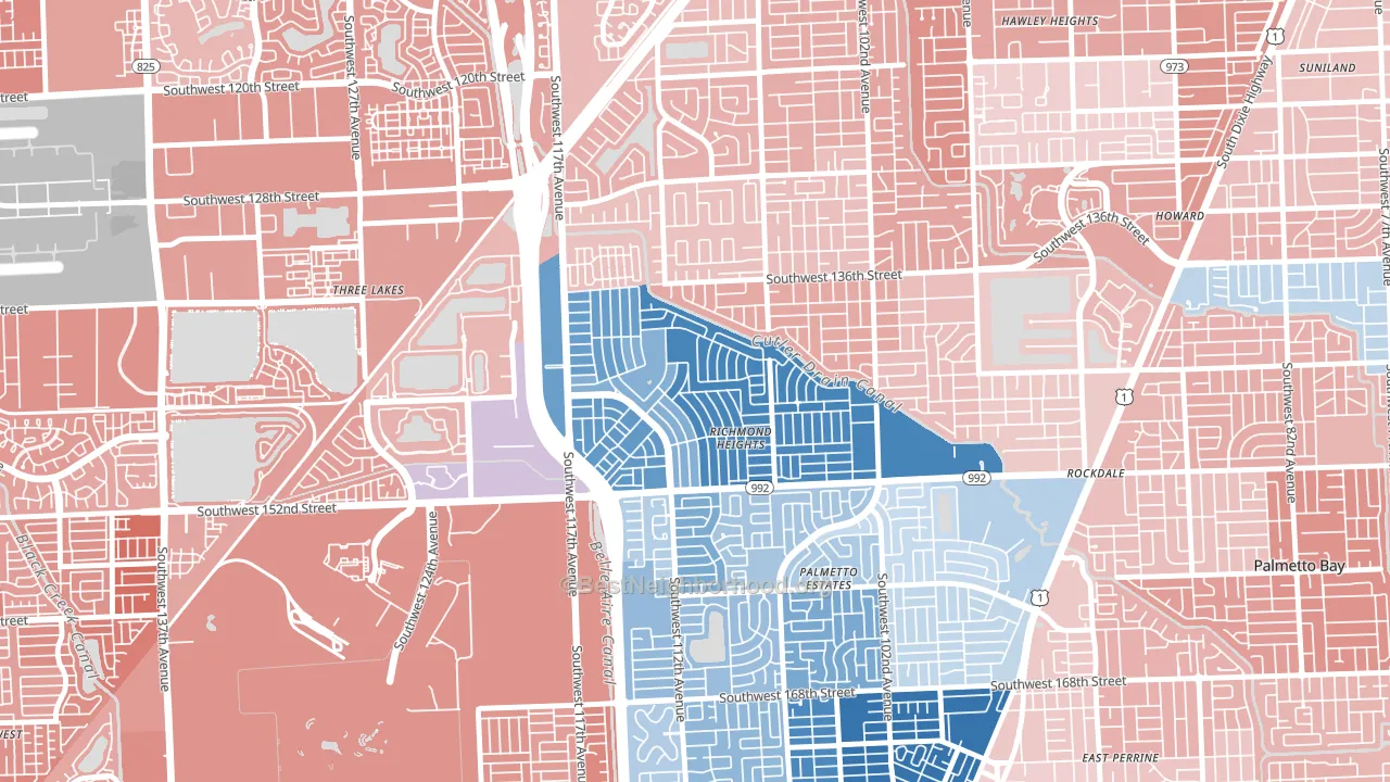 Richmond Heights, FL block-group political-lean map