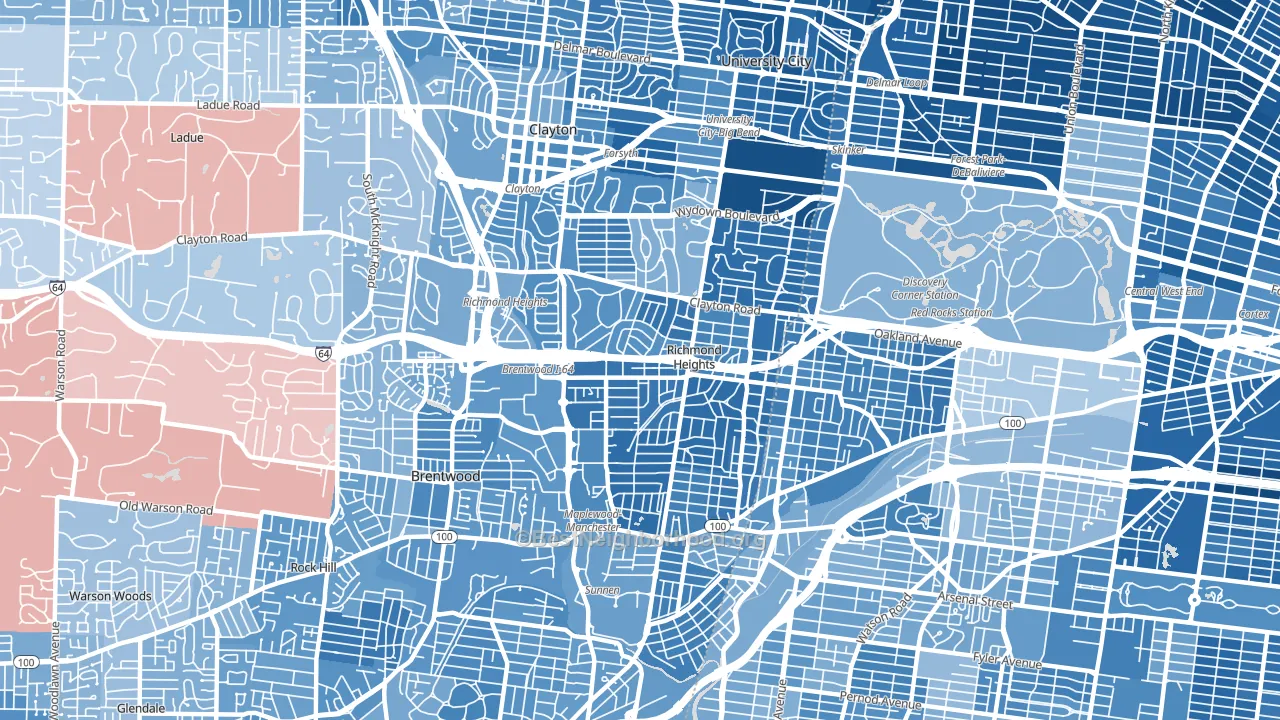 Richmond Heights, MO block-group political-lean map