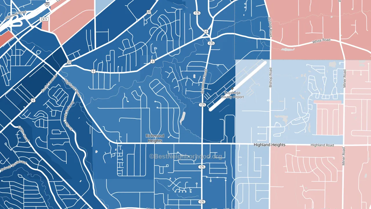 Richmond Heights, OH block-group political-lean map