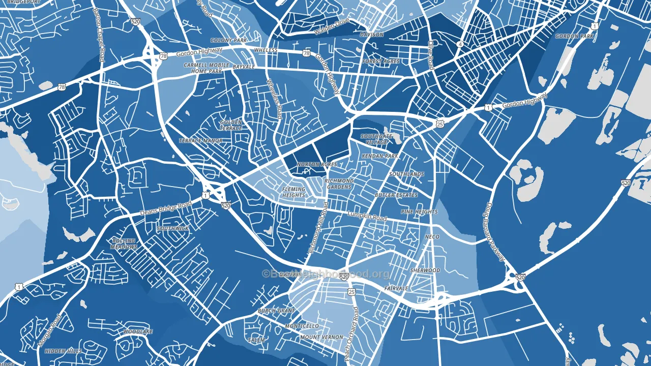 Richmond Hill, Augusta, GA block-group political-lean map