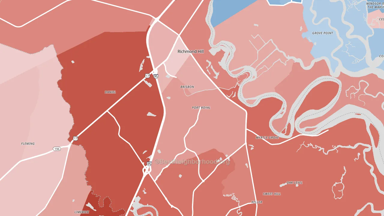 Richmond Hill, GA block-group political-lean map