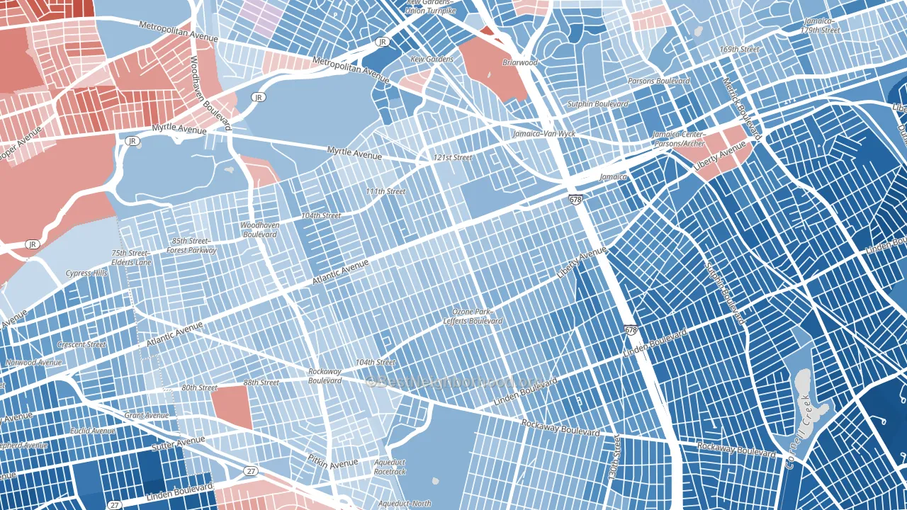 Richmond Hill, Queens, NY block-group political-lean map