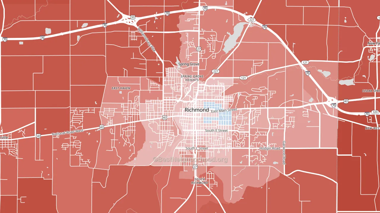 Richmond, IN block-group political-lean map