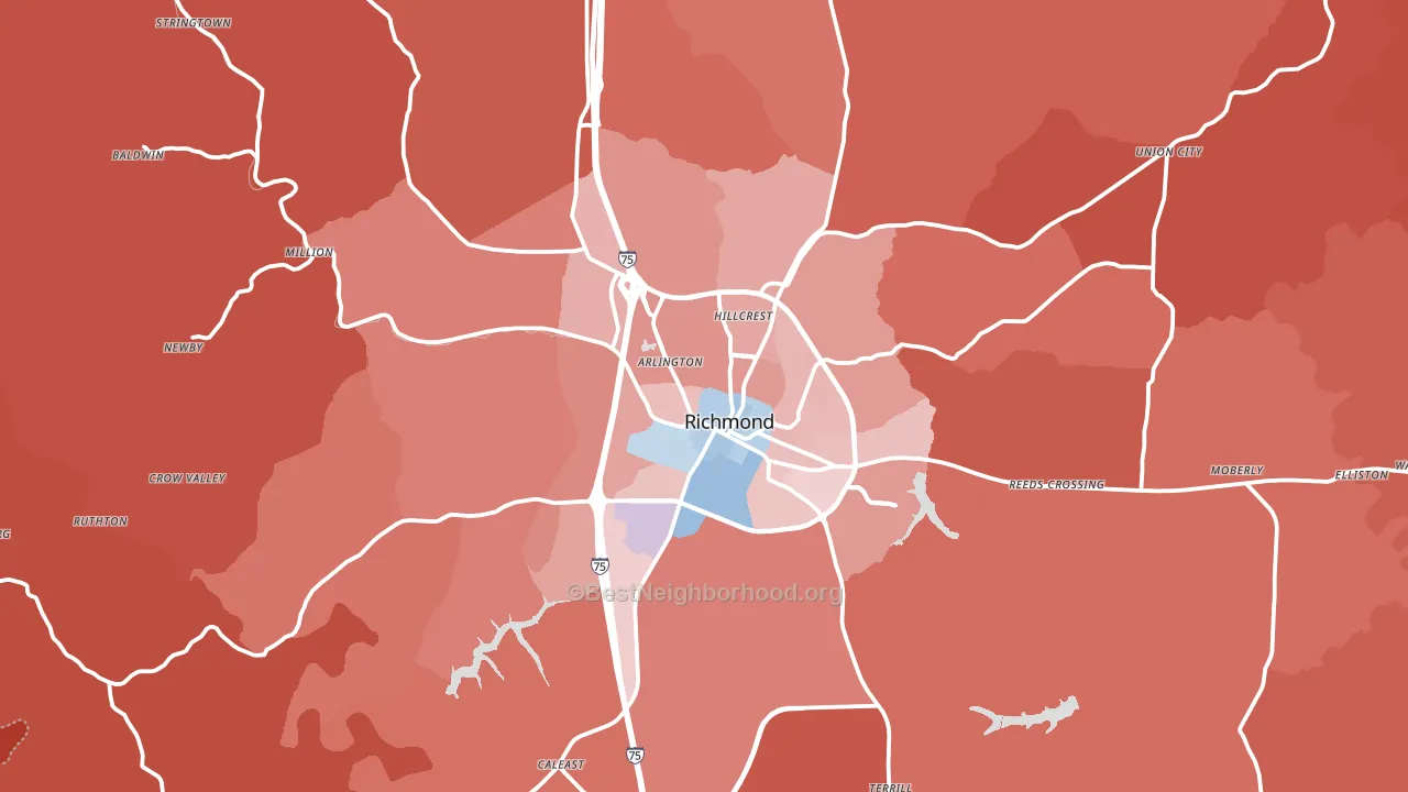 Richmond, KY block-group political-lean map