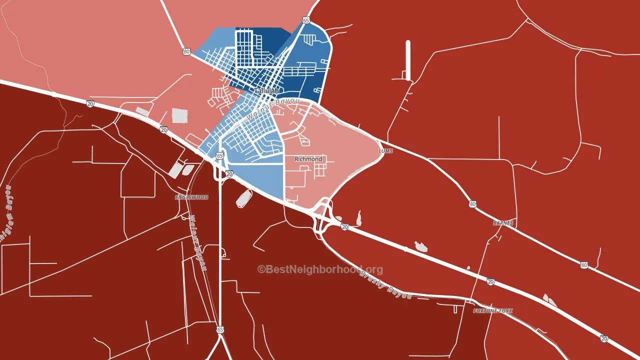 Richmond, LA block-group political-lean map