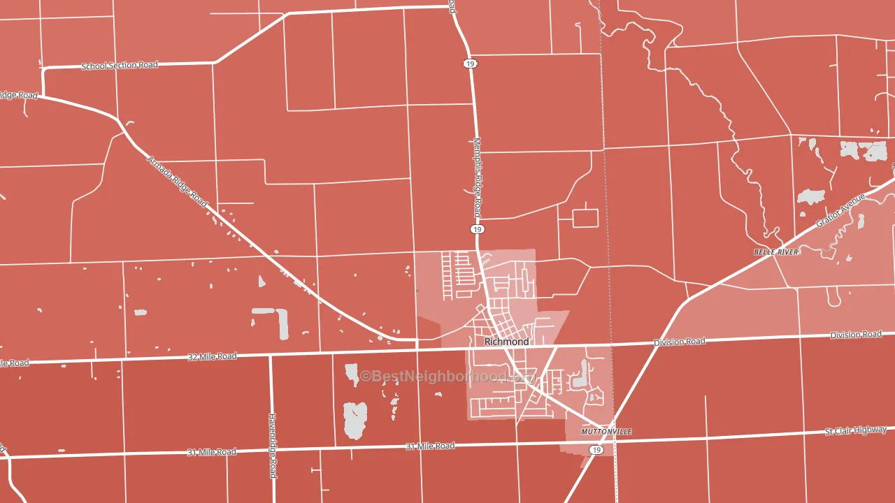 Richmond, MI block-group political-lean map